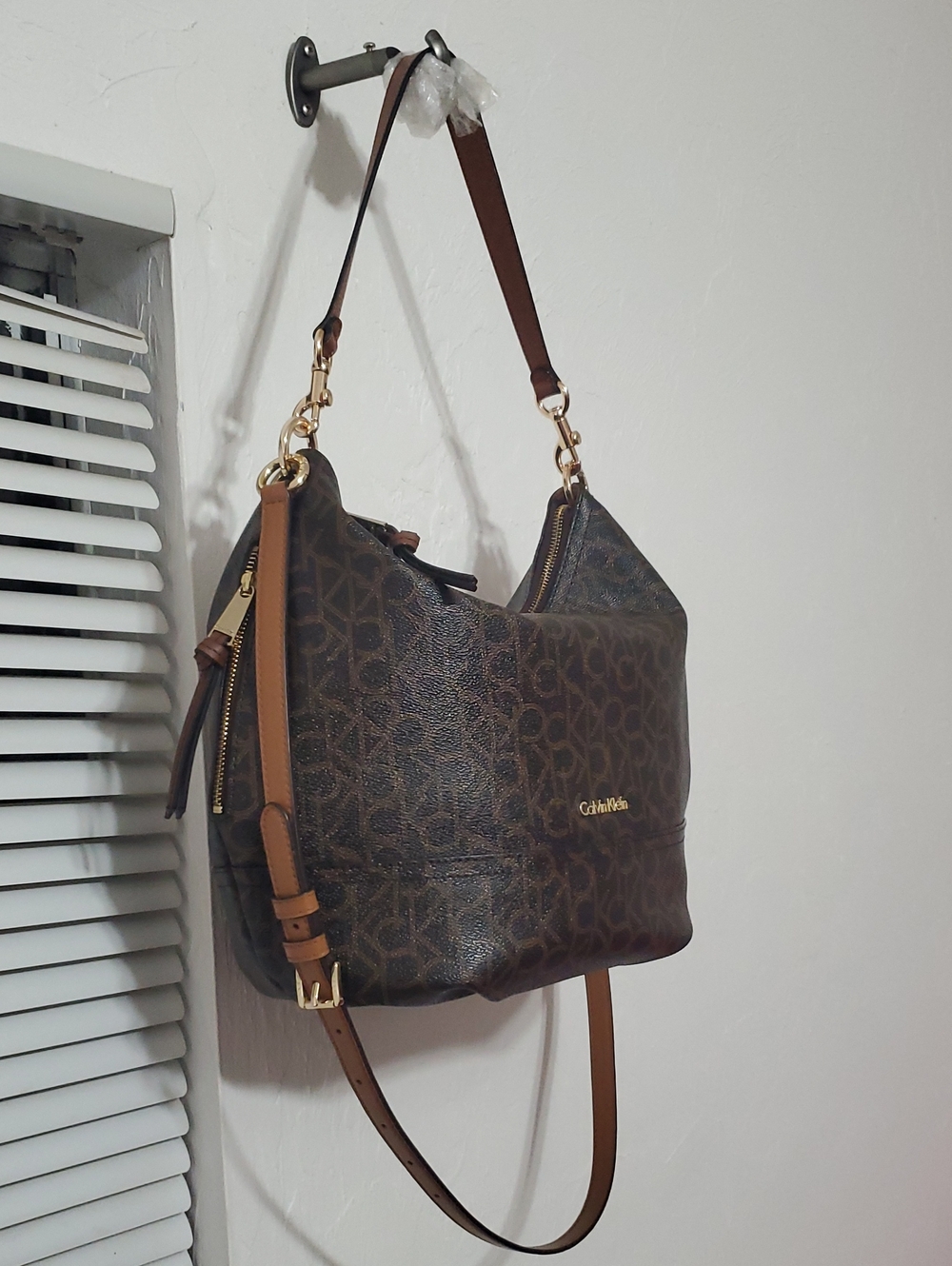 Calvin Klein Dark Brown Monogram Shoulder Bag